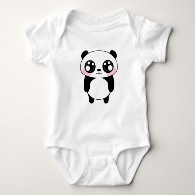 Niedliche Panda-Bärn-Illustration Baby Strampler (Vorderseite)