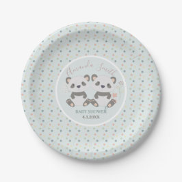 Niedliche Panda-Bärn-Zwillings-Baby-Dusche Pappteller