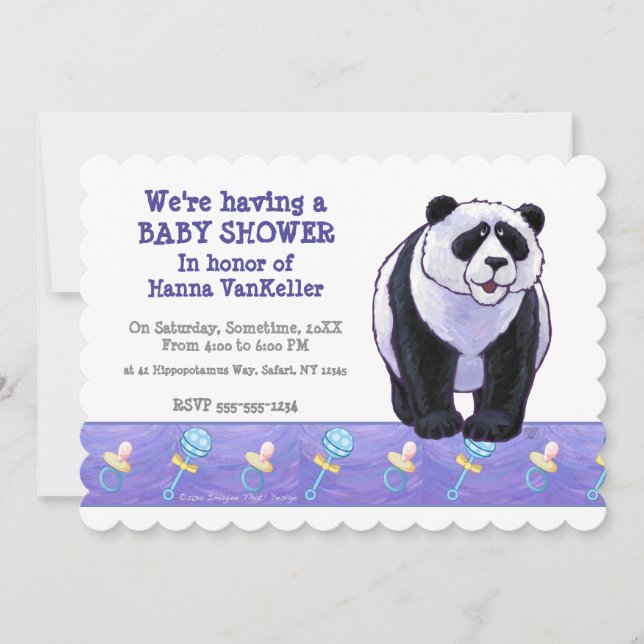 Niedliche Panda Bear Baby Dusche Einladung (Vorderseite)