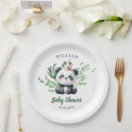 Niedliche Panda Bear Babydusche Aquarell Pappteller