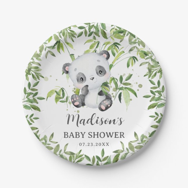 Niedliche Panda Bear Cub Greenerity Baby Shower Ge Pappteller (Vorderseite)