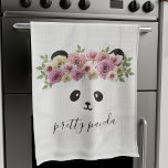 Niedliche Panda Bear Face Modernes Kinderzimmer Kü Geschirrtuch<br><div class="desc">Ein hübsches Pandagesicht mit Blume im Haar. Fügen Sie einfach Ihren Namen zu diesem Küchentuch</div>