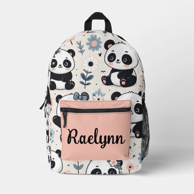 Niedliche Panda Bears Personalisiert Bedruckter Rucksack (Vorderseite)