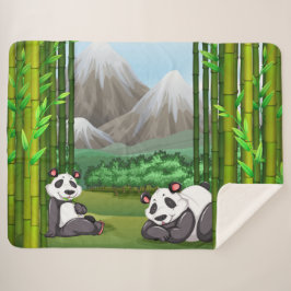 Niedliche Panda Bears und Bamboo Sherpadecke