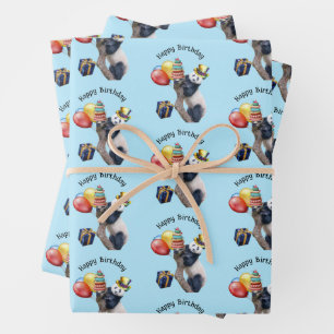 Niedliche Panda Birthday Party Packaging Paper She Geschenkpapier Set