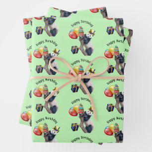 Niedliche Panda Birthday Party Packaging Paper She Geschenkpapier Set