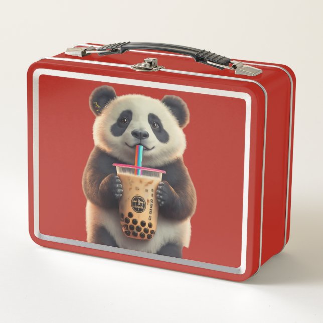 Niedliche Panda-Blase-Tee-Packung für Kinder Metall Brotdose (Vorderseite)