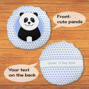 Niedliche panda-blaue Fleckenname hinten Rundes Kissen