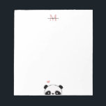 Niedliche Panda Blink Pink Monogram Script Notizblock<br><div class="desc">Cute Panda and Blush pink heart Monogram notepad. A note from desk of notepad</div>