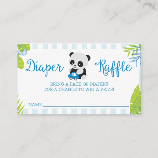 Niedliche Panda Boy Baby Dusche Windeln Raffelkart Begleitkarte (Vorderseite)