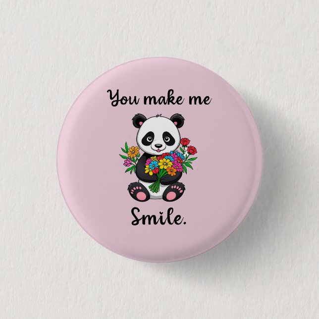 Niedliche Panda, die mich zum Lächeln bringt Button (Vorderseite)