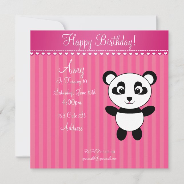 Niedliche Panda-Einladung Einladung (Vorderseite)
