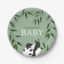 Niedliche Panda & Foliage Neutral Baby Dusche