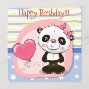 Niedliche Panda Happy Birthday Einladungskarte