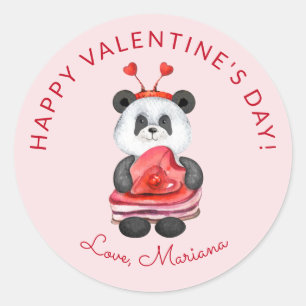 Niedliche Panda Happy Valentines Day Gastgeschenke Runder Aufkleber