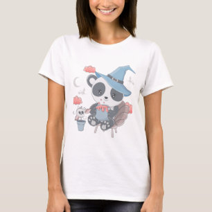 Niedliche Panda Hexe umrahmte Wolken Halloween-Tas T-Shirt