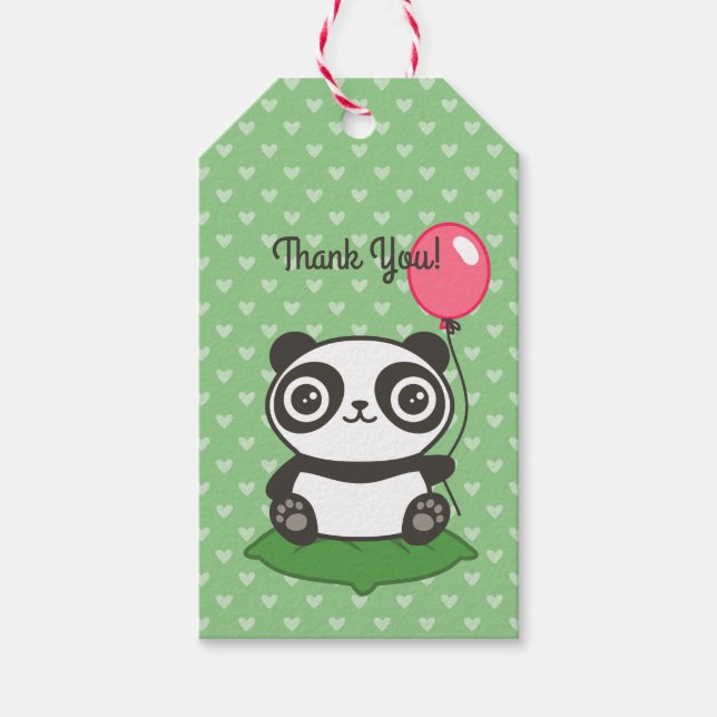 Niedliche Panda-Illustration Geschenkanhänger (Vorderseite)