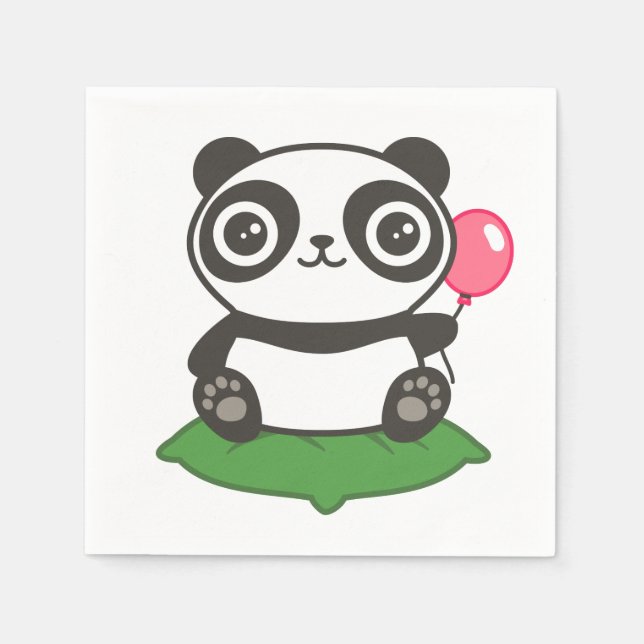 Niedliche Panda-Illustration Serviette (Vorderseite)