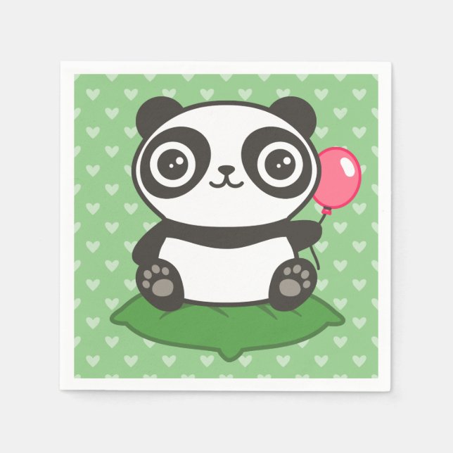 Niedliche Panda-Illustration Serviette (Vorderseite)