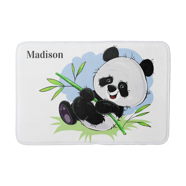 Niedliche Panda individuelle Name Badmatten Badematte (Vorderseite)