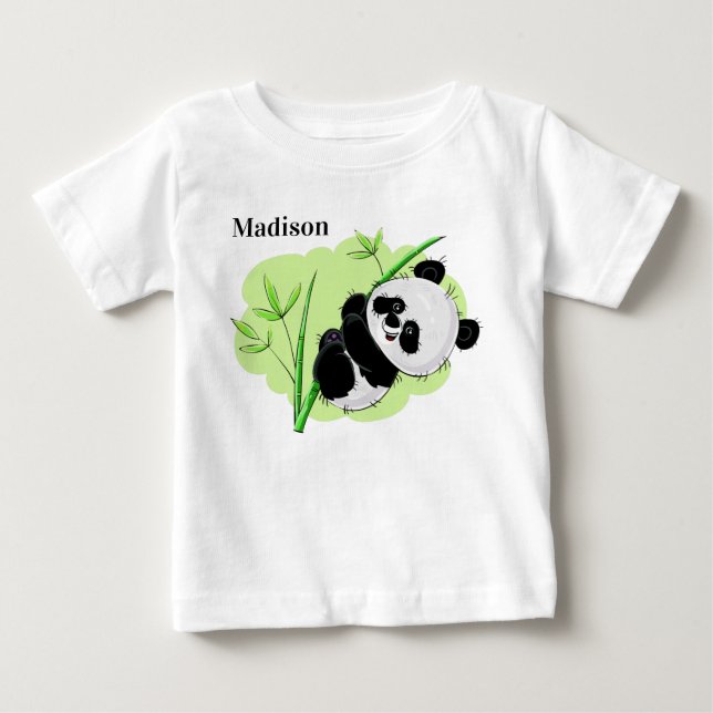 Niedliche Panda-individuelle Name-Kleidung Baby T-shirt (Vorderseite)
