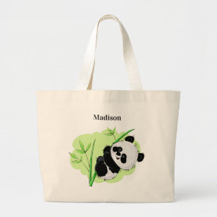 Niedliche Panda individuelle Name Tottaschen Jumbo Stoffbeutel