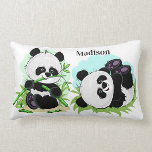 Niedliche Panda-individueller Name Throwkissen Lendenkissen