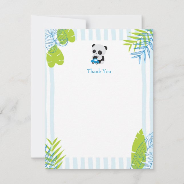 Niedliche Panda-Jungen-Baby-Dusche danken Ihnen Dankeskarte (Vorderseite)