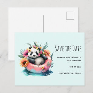 Niedliche Panda-Kälte in einer inneren Röhre Save  Einladungspostkarte