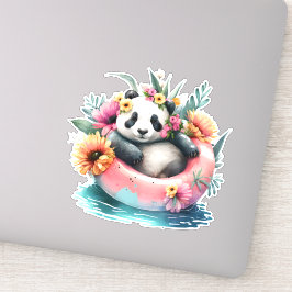 Niedliche Panda-Kühlung in einer Innentröhre Aufkleber