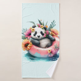 Niedliche Panda-Kühlung in einer Innentröhre Badhandtuch Set
