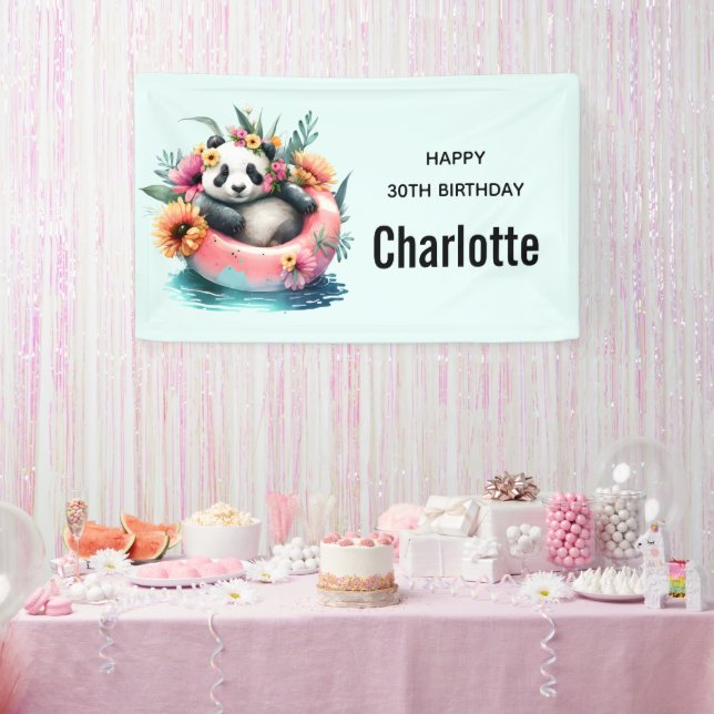 Niedliche Panda-Kühlung in einer Innentröhre Gebur Banner (Party)