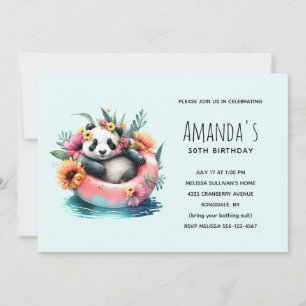 Niedliche Panda-Kühlung in einer Innentröhre Gebur Einladung