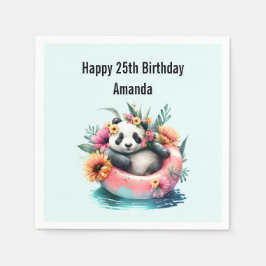 Niedliche Panda-Kühlung in einer Innentröhre Serviette