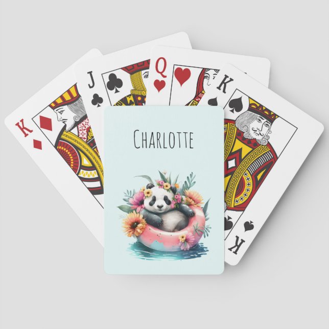Niedliche Panda-Kühlung in einer Innentröhre Spielkarten (Rückseite)