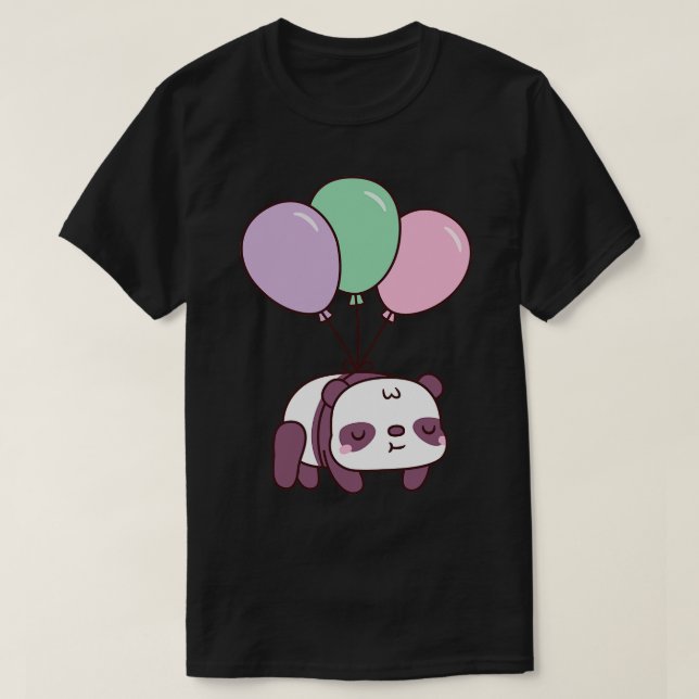 Niedliche Panda mit Balloons T-Shirt (Design vorne)