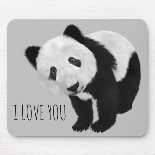 NIEDLICHE Panda mit benutzerdefinierbarem Text Mousepad (Vorne)