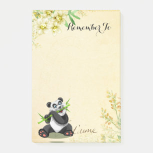Niedliche Panda mit gelben Blumen Post-it Klebezettel