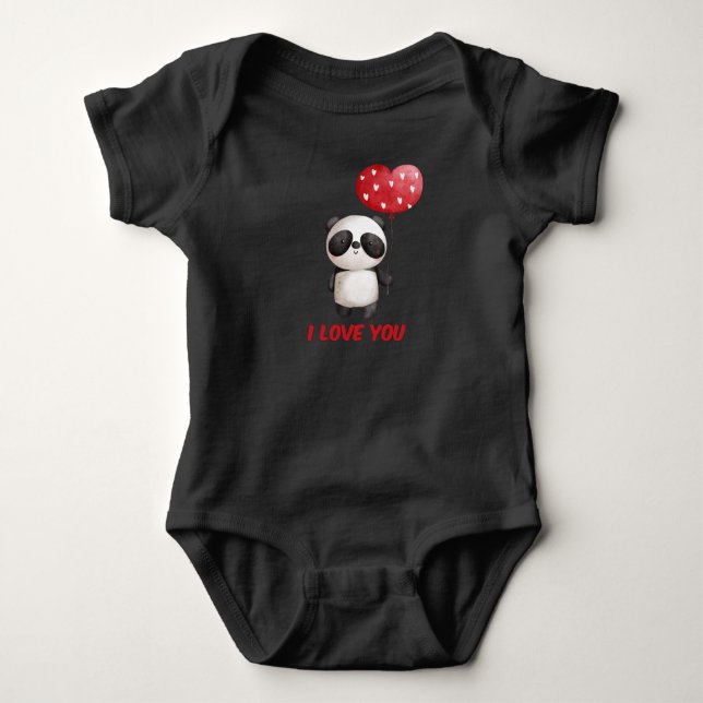 Niedliche Panda mit Herz | I Liebe You Valentine G Baby Strampler (Vorderseite)