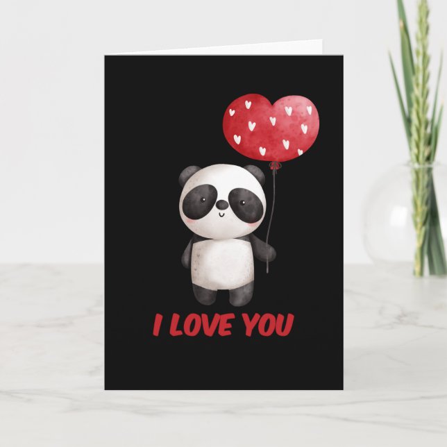 Niedliche Panda mit Herz | I Liebe You Valentine G Karte (Vorderseite)