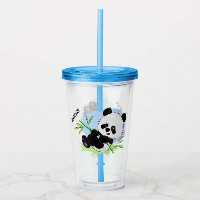 Niedliche Panda-Nametrommeln 1/2 Acryltrinkbecher (Vorderseite)