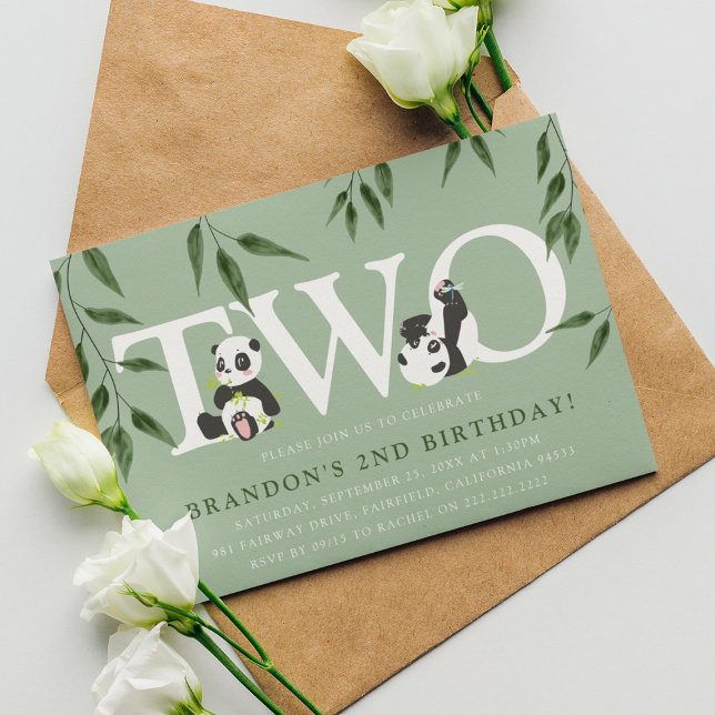 Niedliche Panda-Neutral-Party Einladung 2. Geburts (Von Creator hochgeladen)