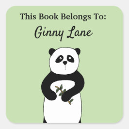 Niedliche Panda Personalisierte Buchplatte Quadratischer Aufkleber
