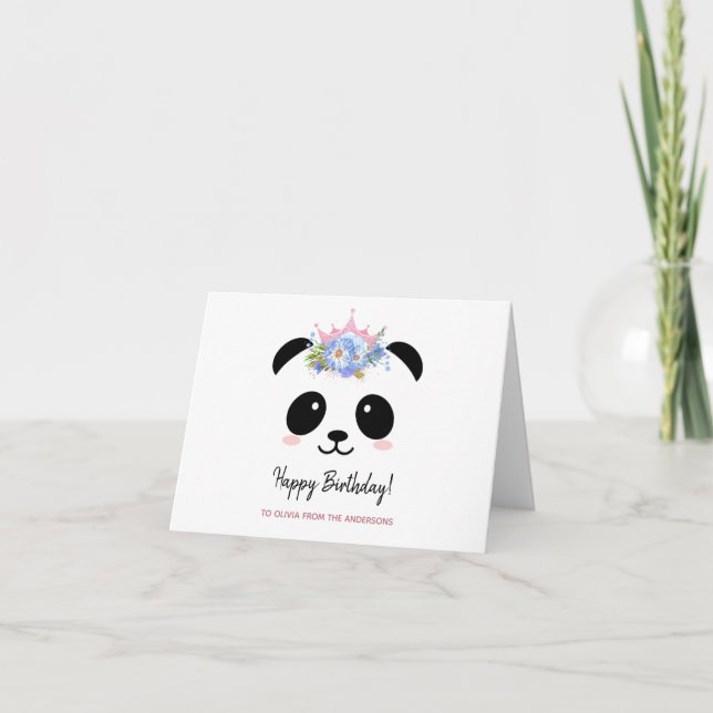 Niedliche Panda-Prinzessin Happy Birthday Karte (Vorderseite)
