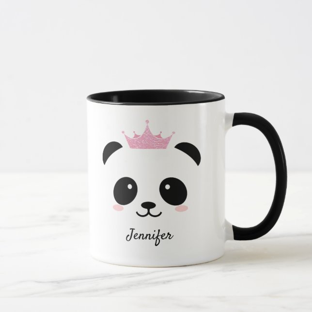 Niedliche Panda Prinzessin personalisiert  Tasse (Rechts)