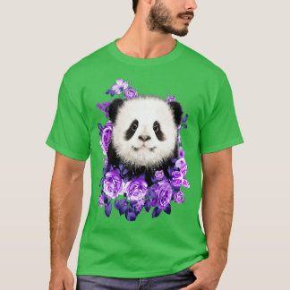 Niedliche Panda Purple Blumen Panda Liebhaber Gesc T-Shirt