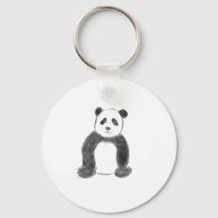 Niedliche Panda-Skizze schwarz-weiß Schlüsselanhänger