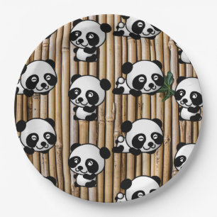Niedliche Panda-u. Bambus-Druck-Papierplatte Pappteller
