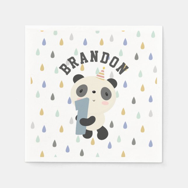 Niedliche Panda zum Geburtstag Serviette (Vorderseite)