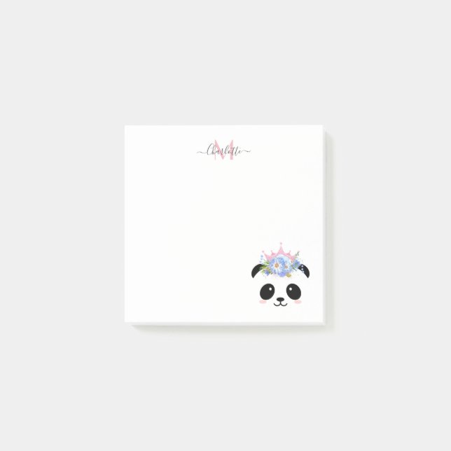Niedliche Pandabärprinzessin, personalisiert  Post-it Klebezettel (Vorderseite)